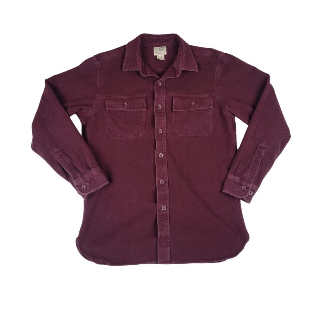 L.L.Bean Shirt Men's Medium Maroon Chamois Flannel Slightly Fitted Gorpcore